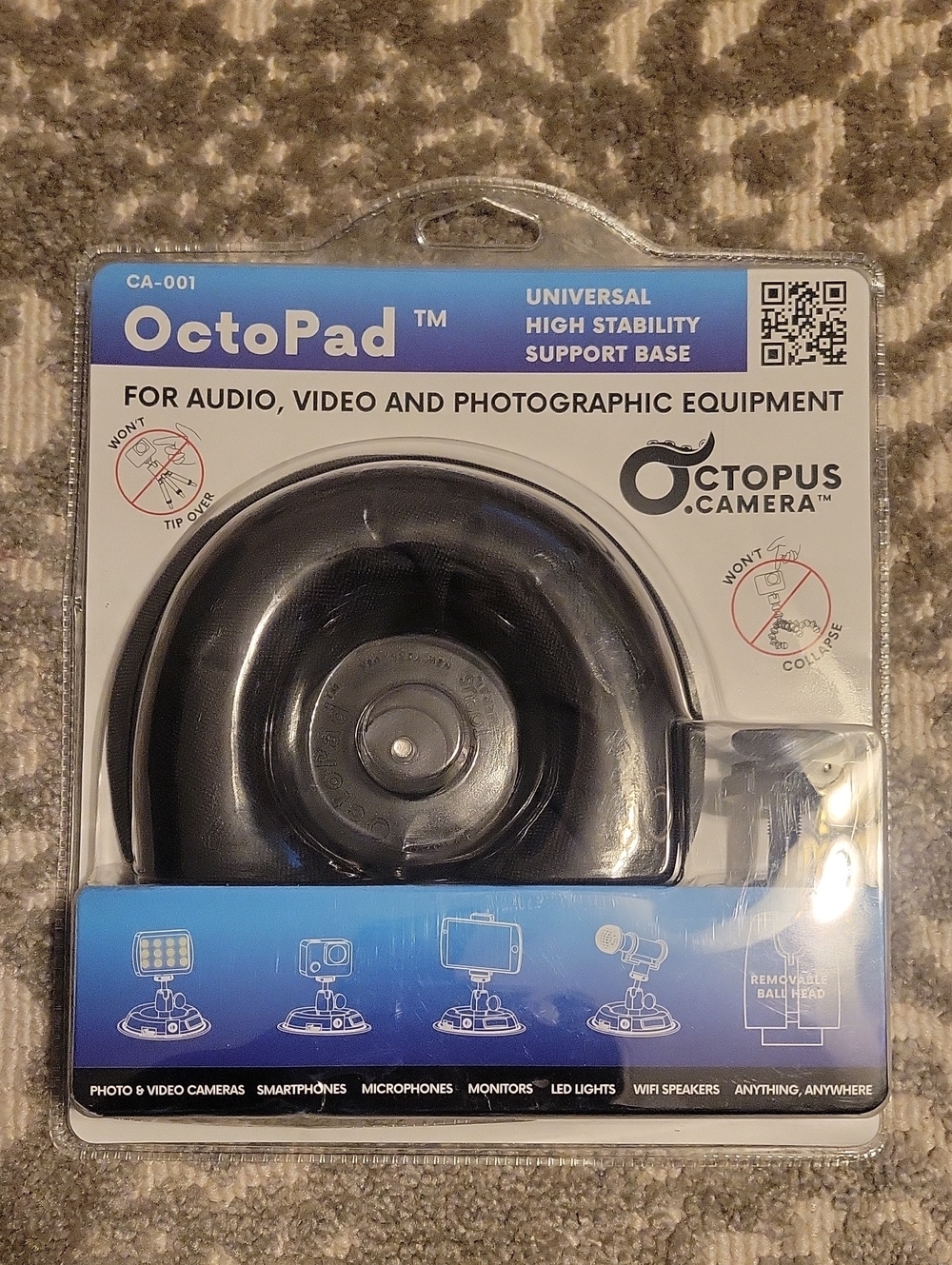 OctoPad Universal Black Support Base for Cameras & Accessories
